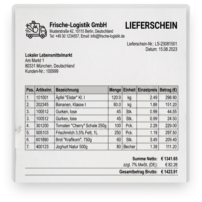 Lieferscheine<br />hochladen.
